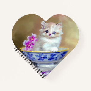 Vintage White Kitten Illustration Notizblock