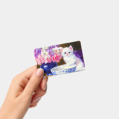 Vintage White Kitten mit Lila Band Ausweis (Handheld)