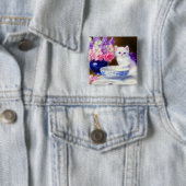 Vintage White Kitten mit Lila Band Button (Beispiel)