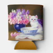 Vintage White Kitten mit Lila Band Dosenkühler (Rückseite)