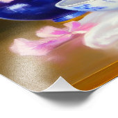 Vintage White Kitten mit Lila Band Fotodruck (Ecke)