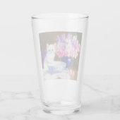 Vintage White Kitten mit Lila Band Glas (Rückseite)