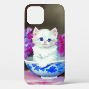 Vintage White Kitten mit rosa Blume Case-Mate iPhone Hülle