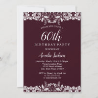 Vintage White Lace Burgund 60. Geburtstagsparty
