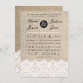 Vintage White Lace & Burlap Hochzeit Einladung (Vorne/Hinten)