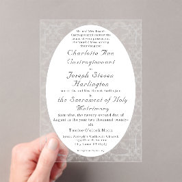 Vintage White Lace Katholic Wedding Acryleinladungen