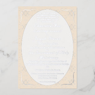 Vintage White Lace Katholic Wedding Folieneinladung