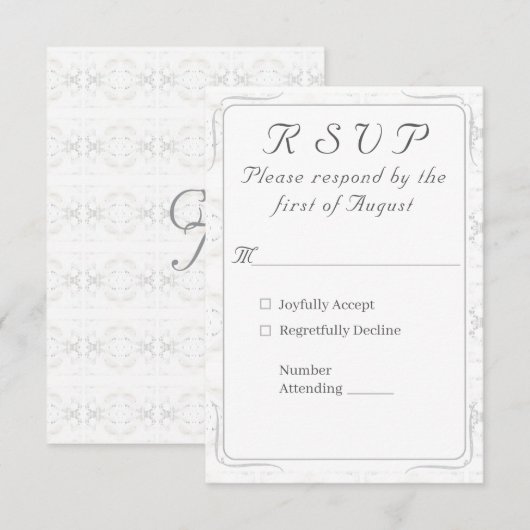 Vintage White Lace Katholic Wedding RSVP Karte (Vorne/Hinten)