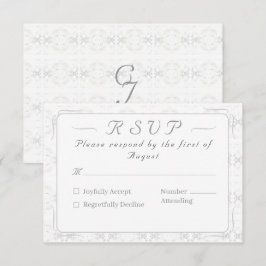 Vintage White Lace Katholic Wedding RSVP Karte