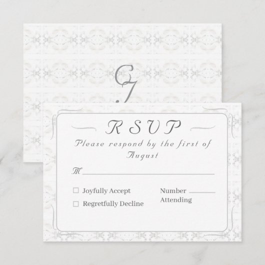 Vintage White Lace Katholic Wedding RSVP Karte (Vorne/Hinten)