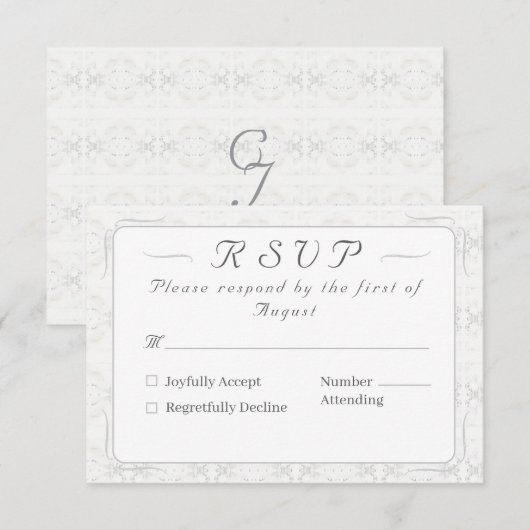 Vintage White Lace Katholic Wedding RSVP Karte (Vorne/Hinten)
