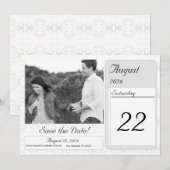 Vintage White Lace Wedding Save The Date (Vorne/Hinten)