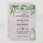 Vintage White Lantern Elegante Foliage Hochzeit Einladung (Vorne/Hinten)