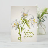 Vintage White Lly Blume Happy Ostercard Karte (Stehend Vorderseite)