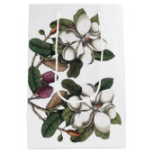 Vintage White Magnolia Blume Blüten Geschenktasche Mittlere Geschenktüte (Rückseite)