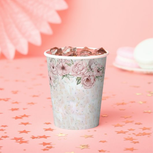 Vintage White Peony Bridal Dusche Teezeremonie Pappbecher (Insitu)