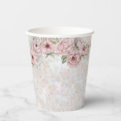 Vintage White Peony Bridal Dusche Teezeremonie Pappbecher (Vorderseite)