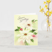 Vintage White Poinsettia Weihnachtskarte Karte (Gelbe Blume)