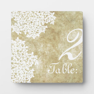 Vintage White Queen Annes Lace Tischnummer Fotoplatte