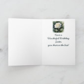 Vintage White Rose Blume für Sister Birthday Karte (Innenseite)