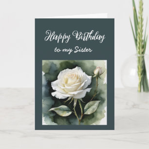Vintage White Rose Blume für Sister Birthday Karte