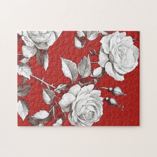 Vintage White Rose Puzzle (Horizontal)