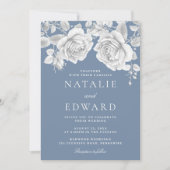 Vintage White Roses Elegante Hochzeit Einladung (Vorderseite)