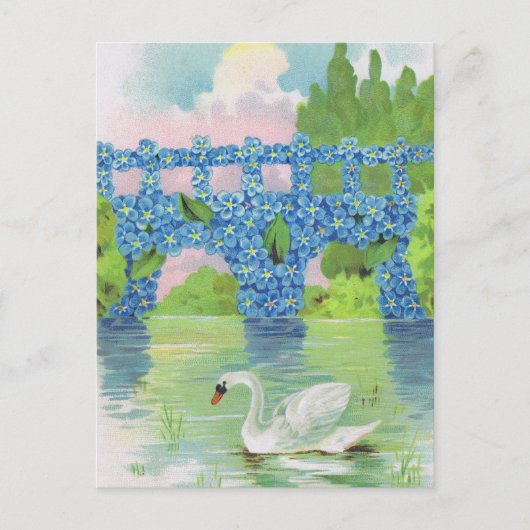 Vintage White Swan Cards Postkarte (Vorderseite)