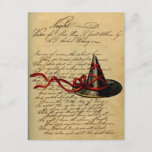 Vintage Wicca Chic Hexenhut Nacht Reim Postkarte