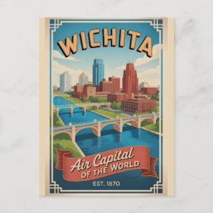 Vintage Wichita Kansas Retro-Reiseziel Feiertagspostkarte