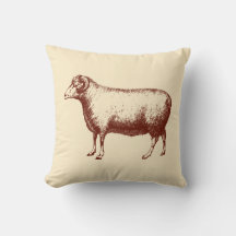 Vintage-Widder-Schaf-rustikales-Bauernhaus-Beige-Z