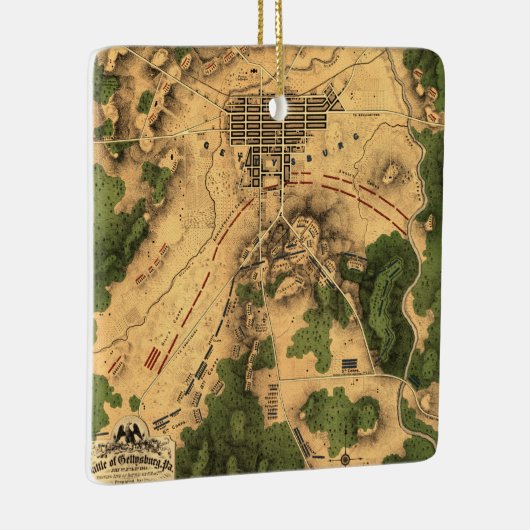 Vintage wiederhergestellte Gettysburg-Schlachtkart Keramikornament (Rechts)