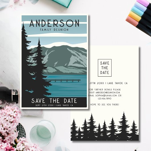 Vintage Wiedersehen-Camping-Reiseroute Save The Date