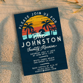 Vintage Wiedersehen Retro Sunset Beach Palms Einladung