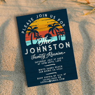 Vintage Wiedersehen Retro Sunset Beach Palms Einladung