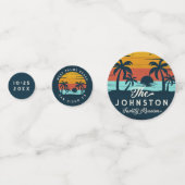 Vintage Wiedersehen Retro Sunset Beach Palms Konfetti (Rückseiten)