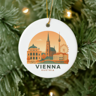 Vintage Wien Österreich Retro-Reise-Schmuck Keramik Ornament