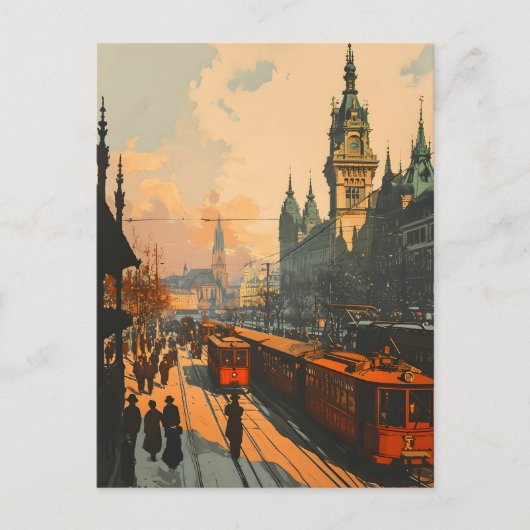 Vintage Wiener Winterpostkarte Postkarte (Vorderseite)