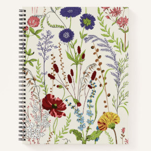 Vintage Wiesen-Wildblumen-Botanik Notizblock
