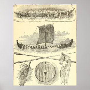 Vintage Wikingerarbeiten und Illustrationen Poster