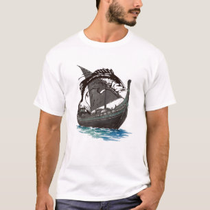 Vintage-Wikingerschiff & Lachs-Silhouette   Nord T-Shirt