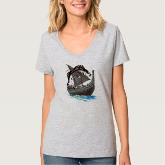 Vintage-Wikingerschiff & Lachs-Silhouette | Nord T-Shirt