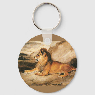 Vintage Wild Animals, African Lion on the Savannah Schlüsselanhänger