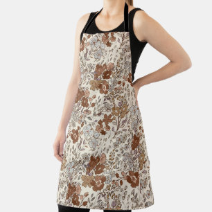 Vintage-Wild-Blumen-Braun-Blume-Natur-Muster Schürze