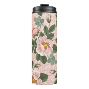 Vintage wild lebende Rose: Blumenhintergrund Thermosbecher
