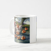 Vintage wild lebende Tiere Vögel, Entenfamilie Kaffeetasse (Vorderseite Links)