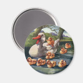 Vintage wild lebende Tiere Vögel, Entenfamilie Magnet (Vorderseite/Rückseite)