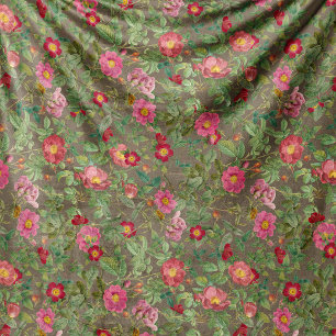 Vintage Wild Rose Fleece-Decke in Taupe-Sage Fleecedecke