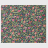 Vintage Wild Rose Geschenkpapier in Mitternachtsbl (Flach)