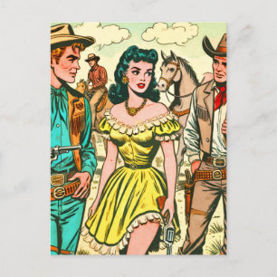 Vintage Wild West Country Comics Postkarte